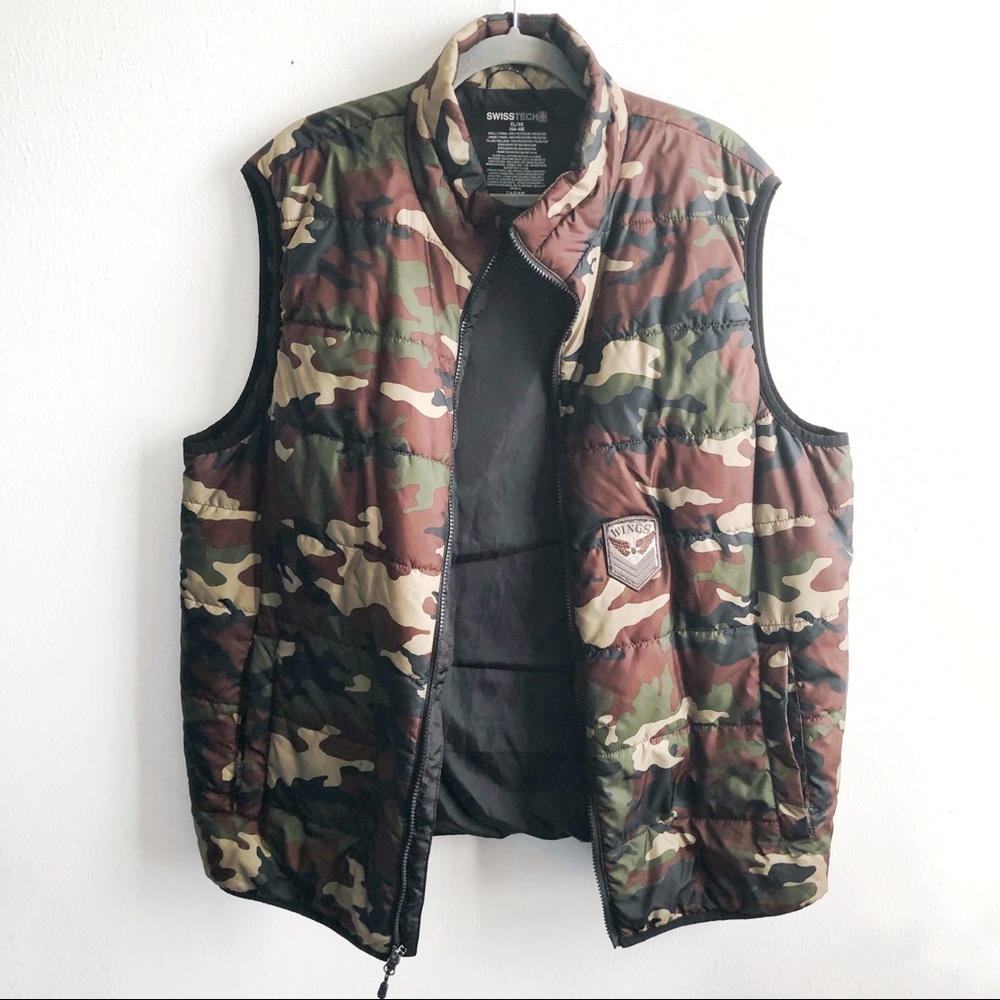 Swiss Tech Vest Puffer Camo Camouflage Wings Patch - Picture 7 of 11